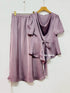 Cowl Neckline Short Sleeves Tie Tops With Skirts Sets